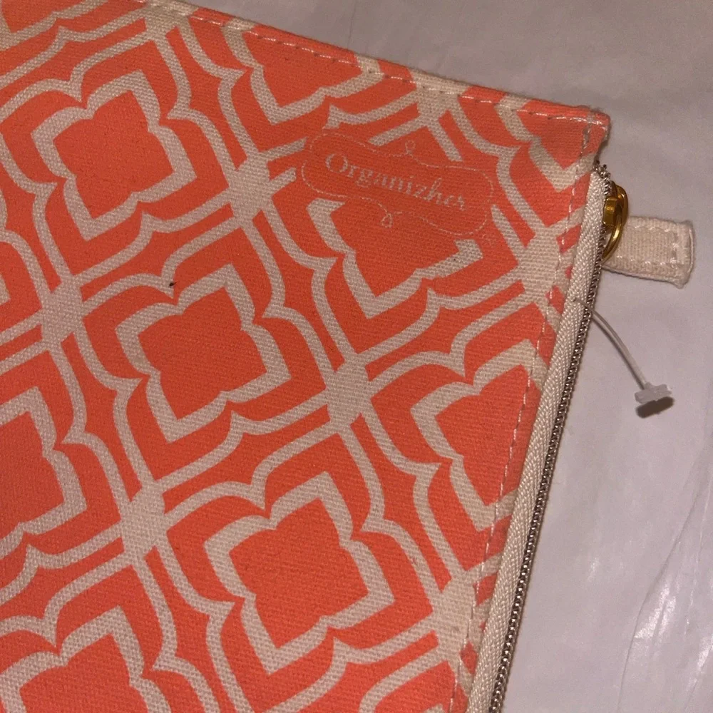 Orange Geometric Design Pencil Case/ journal or planner cover with zipper